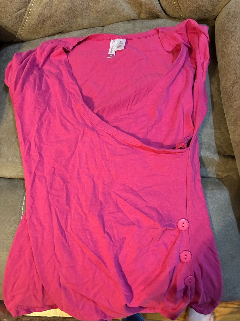 Pink Button-Side Wrap Top - Picture 1 of 1